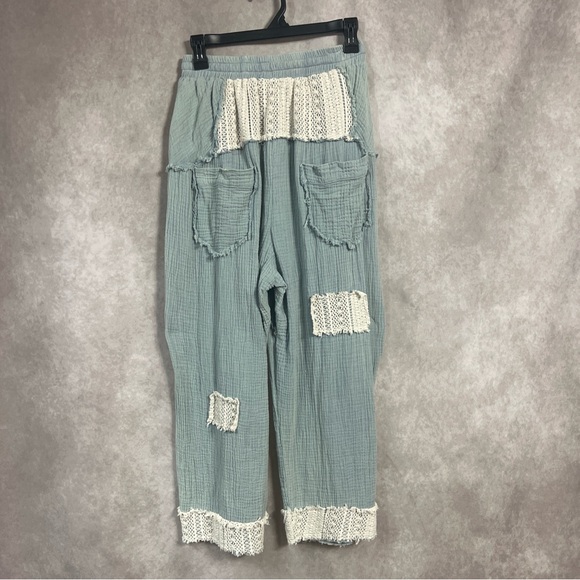 POL Teal Pants with Cream Lace Accents - Picture 2 of 8